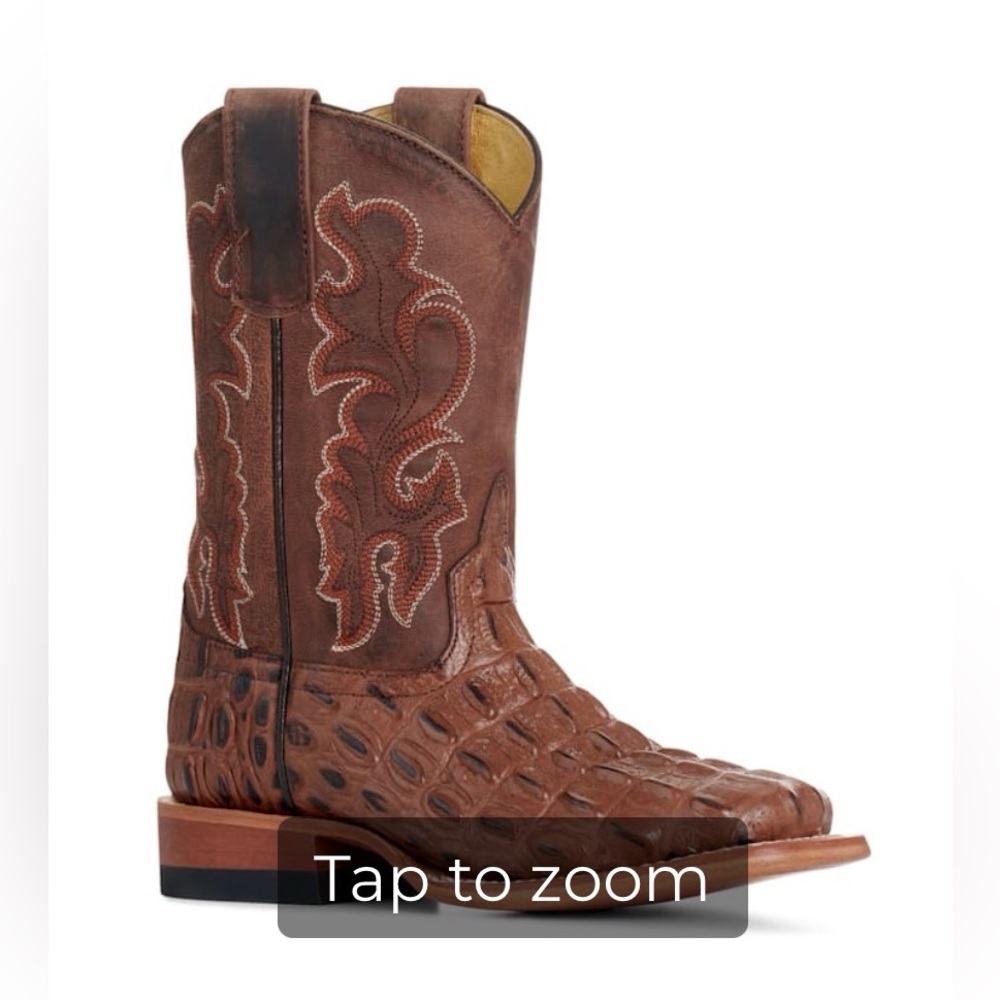ANDERSON BEAN KIDS CHOCOLATE CROC PRINT SQUARE TOE COWBOY BOOTS